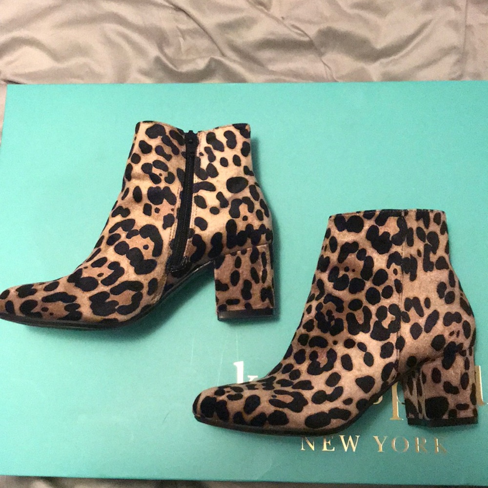 Leopard booties velvet sz 6 brand is A New Day
